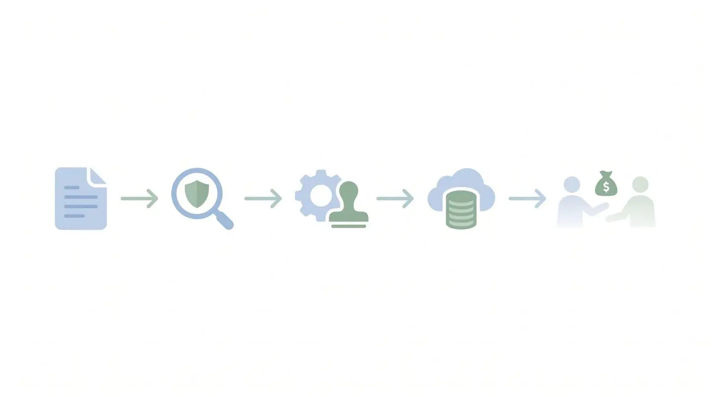 Schéma simplifié représentant le parcours d'un capital d'assurance vie depuis le décès du souscripteur jusqu'au versement effectif aux bénéficiaires désignés